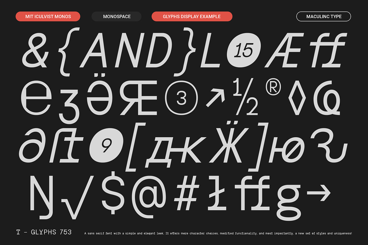 MIT Iculvist Monos | Variable, a Sans Serif Font by Maculinc Type (Photo 5 of 12)