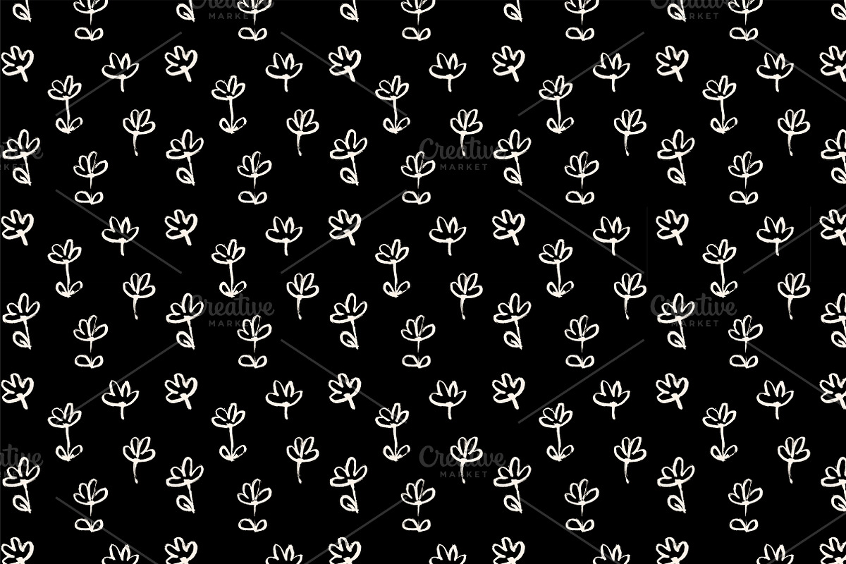 Black&White Floral Seamless Patterns, a Pattern Graphic by Lyolya Profitrolya (Photo 2 of 7)