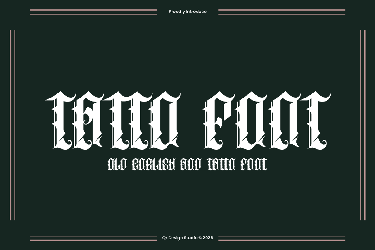 Oldero Glemoxe - Tattoo Font, a Blackletter Font by QR Design Studio (Photo 2 of 7)