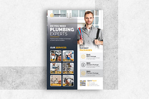 Plumbing Handyman Flyer, a Flyer Template by GraphicsBurg