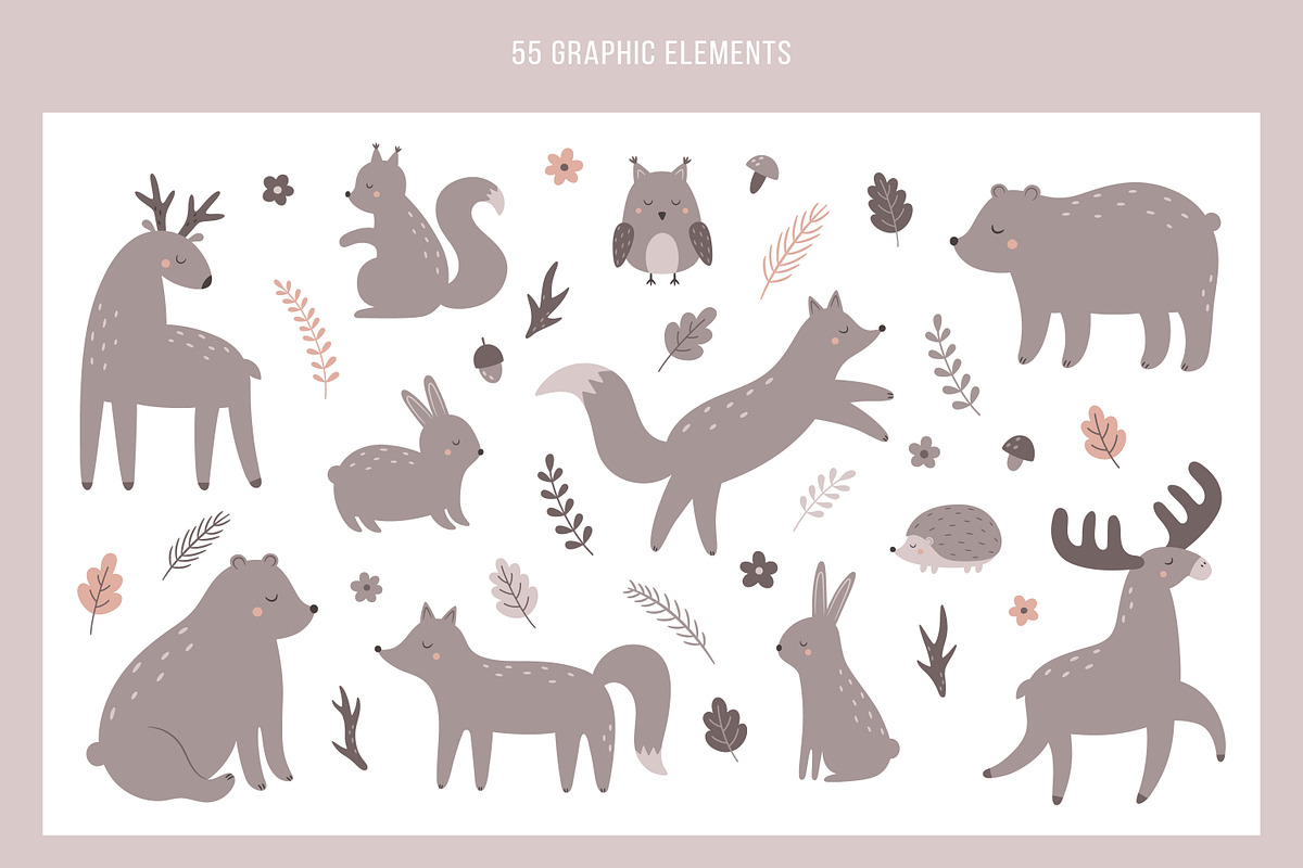 Forest friends. Vector collection, an Animal Illustration by Guvi-Design (Photo 2 of 9)