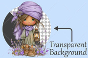Whimsical Boho Quirky Girl Clipart, a Seasonal Illustration by Canvas Craft (Thumbnail 2 of 10)