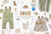 Dinosaur clipart and pattern kids, an Animal Illustration by polikarpovaart (Thumbnail 1 of 12)