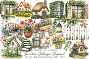 Garden Cottage Clip Art Watercolour, an Illustration by Sublimation Artist (Thumbnail 1 of 6)