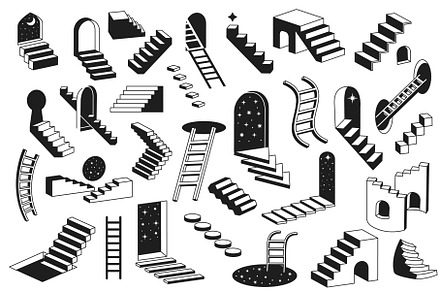 Surreal ladders. Mystery stairways, an Illustration by winwin.art