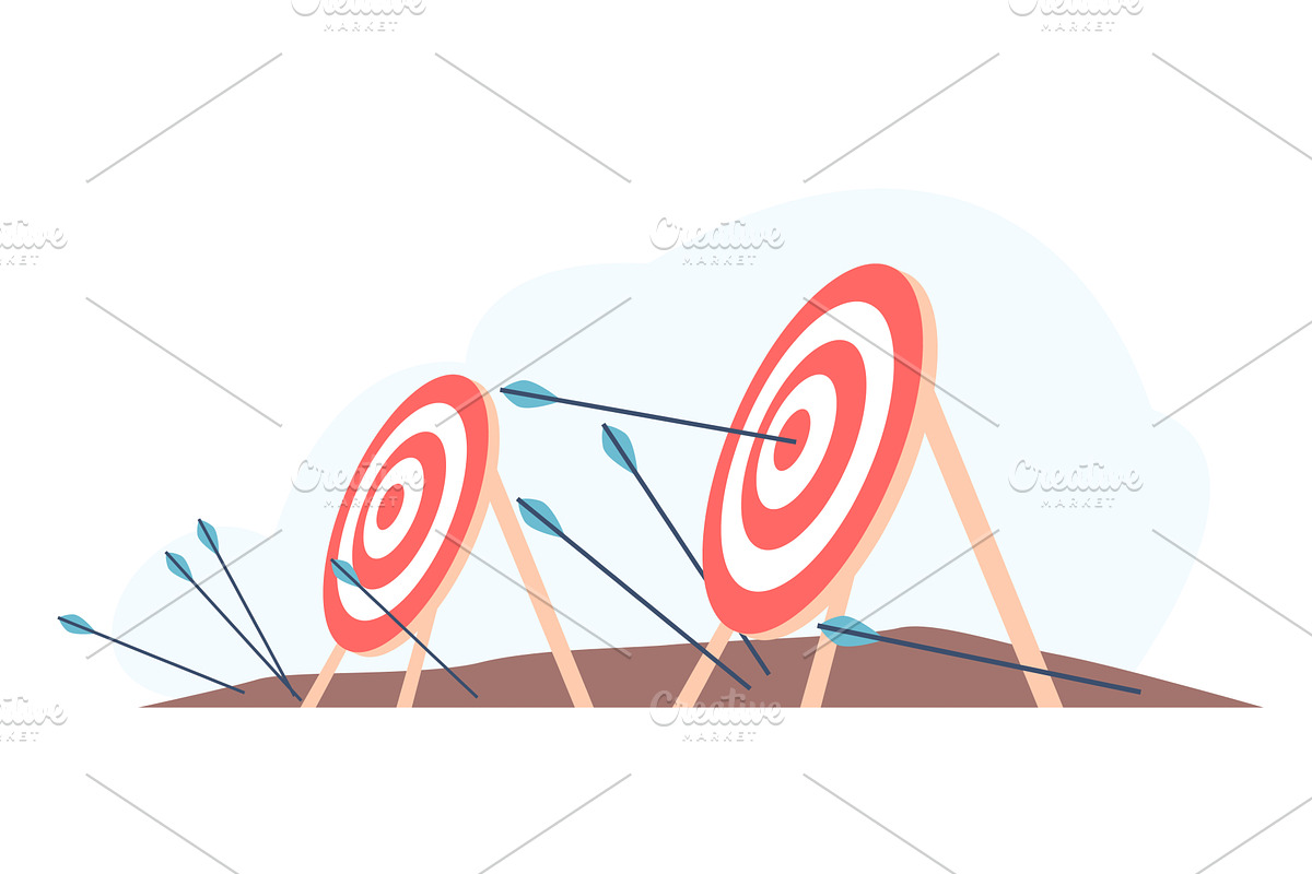 Archery targets. Unsuccessful and, a Finance Illustration by LadadikArt