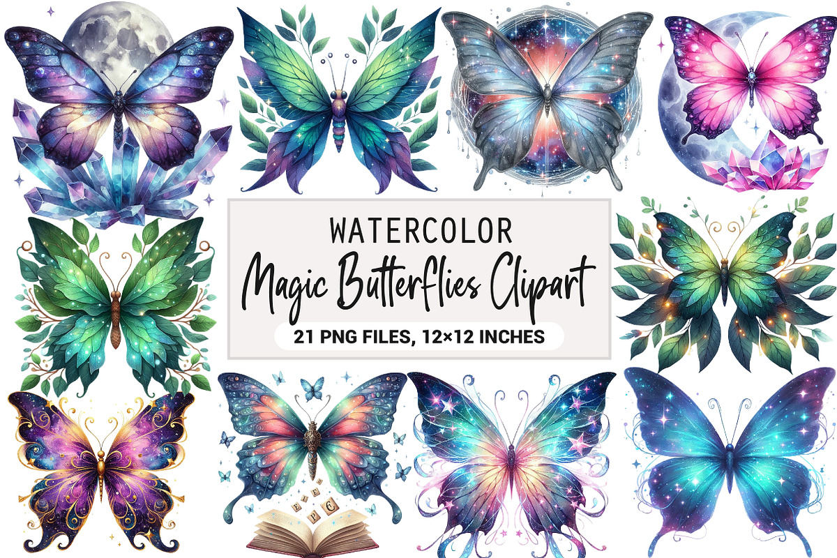 Magic Butterflies Clipart Bundle, an Illustration by DreamArtGraphic (Photo 1 of 6)