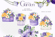 Watercolor Flowers Set Purple Garden, a Decorative Illustration by ViktoriyaD (Thumbnail 3 of 14)