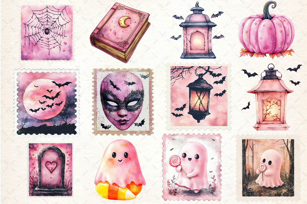 Pink Halloween Sublimation Clipart, an Illustration by Dream Creation (Photo 2 of 5)
