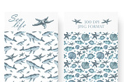 Sea life watercolor set. Nautical., an Illustration by SabinaWatercolorArt (Thumbnail 8 of 13)