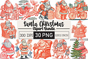 Hand Drawn Santa Christmas Clipart, an Illustration by Black Bird Studio (Thumbnail 1 of 6)