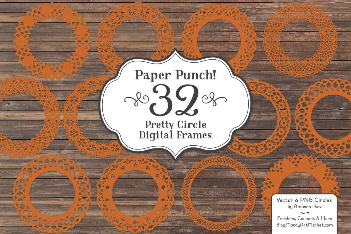 Pumpkin Lace Frames Clipart, an Illustration by Amanda Ilkov (Photo 2 of 5)