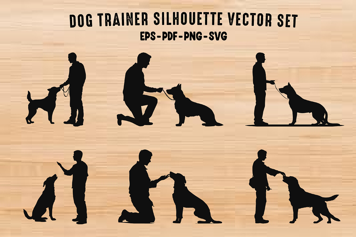 Dog Trainer Vector Silhouettes Set, an Animal Illustration by Gfx Expert Team (Photo 1 of 3)
