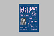 Green Blue Birthday Party Invitation, a Card Template by Neermana (Thumbnail 2 of 4)