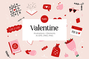 Hand Drawn Valentines Bundle