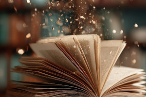 Open ancient book magic sparkles lib, a Photo by Pixeness Studio