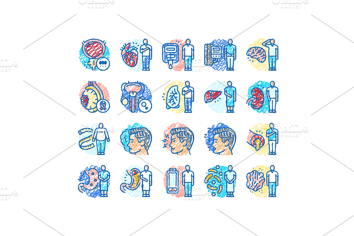 man disease health medical icons, an Object Illustration by pikepicture