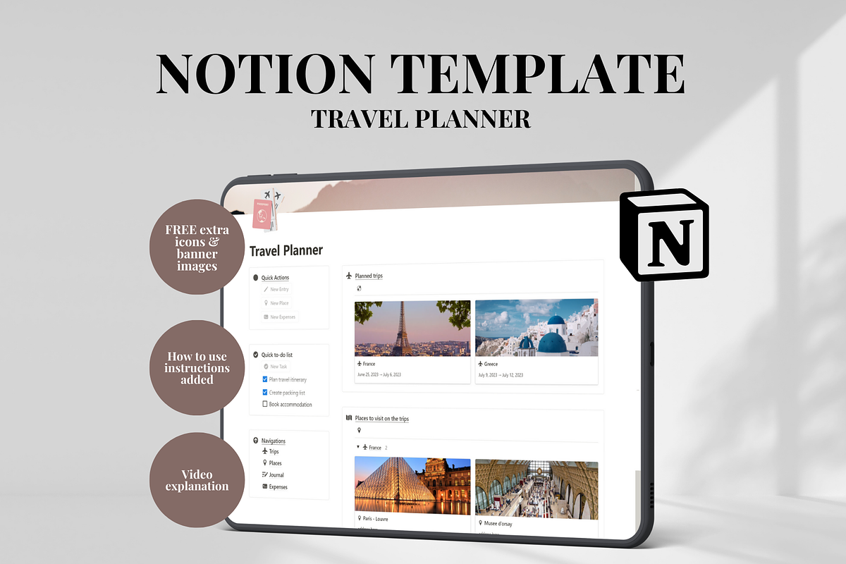 Notion Travel Planner, an App Template by SociallyyCreative (Photo 2 of 20)