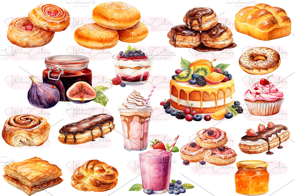 Dessert Delights Collection Clipart, a Food Illustration by Watercolor Digital (Photo 3 of 9)