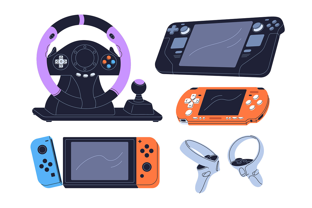 Video game consoles, joysticks set, a Technology Illustration by Good Studio (Photo 3 of 4)