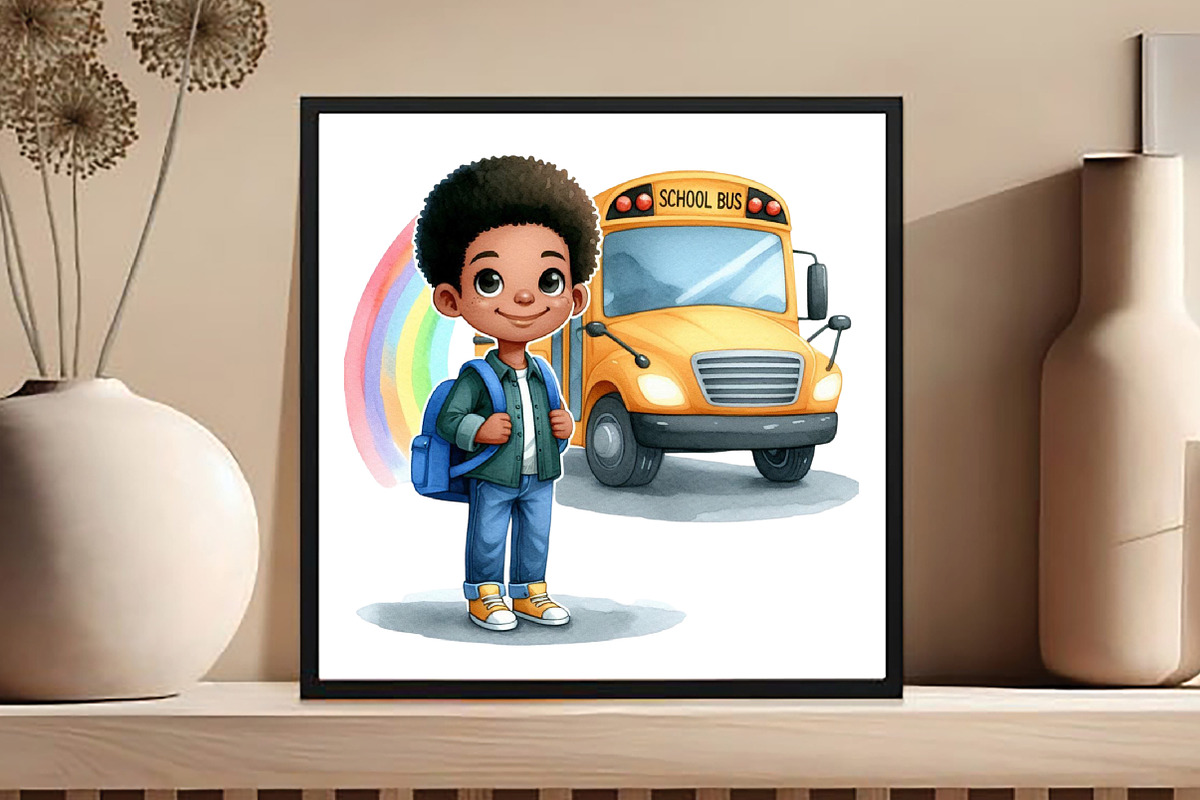 Black Kids Back to School - Clipart, an Illustration by DreamCafeArt (Photo 5 of 5)