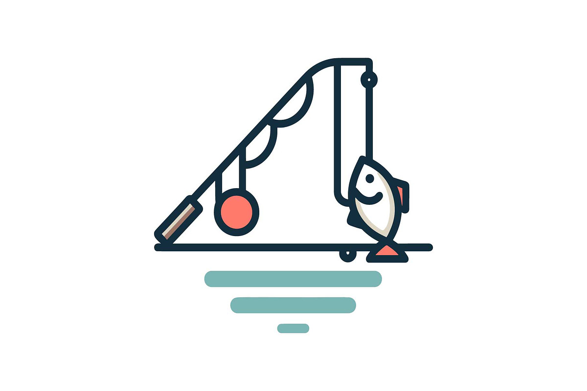 Minimal Fishing Rod Icon Vector Set, an Object Graphic by yasushie (Photo 10 of 16)