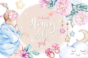 Watercolor NEW Honey Baby Girl