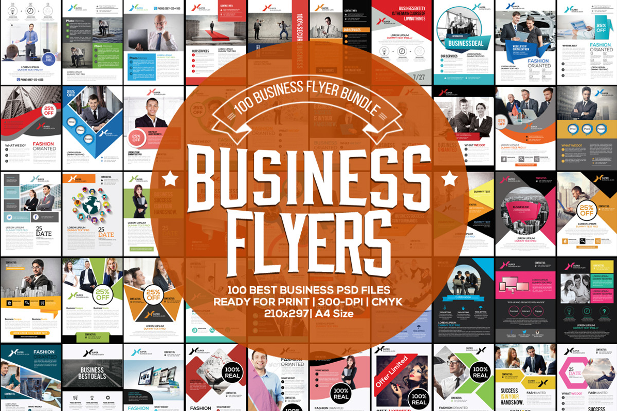 100 Fresh Business Flyers Bundle, a Flyer Template by Psd Templates (Photo 1 of 15)
