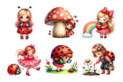 Watercolor Ladybug Girl Clipart, an Illustration by Daily.Designs (Thumbnail 4 of 4)