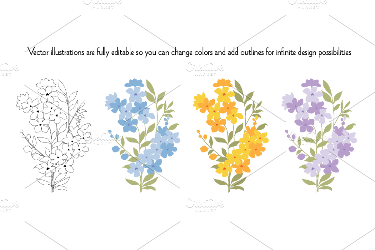 Pink Hand Drawn Flowers preview 4