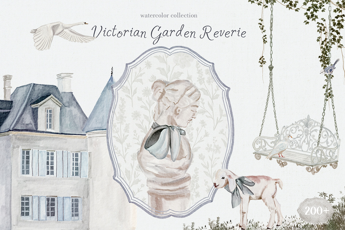Victorian garden Riverie-summer set, a Decorative Illustration by Amely.Art (Photo 1 of 12)