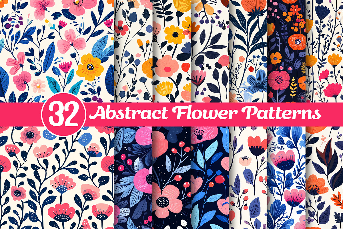 Abstract Flower Patterns Bundle, a Texture Illustration by Dream Creation (Photo 1 of 6)