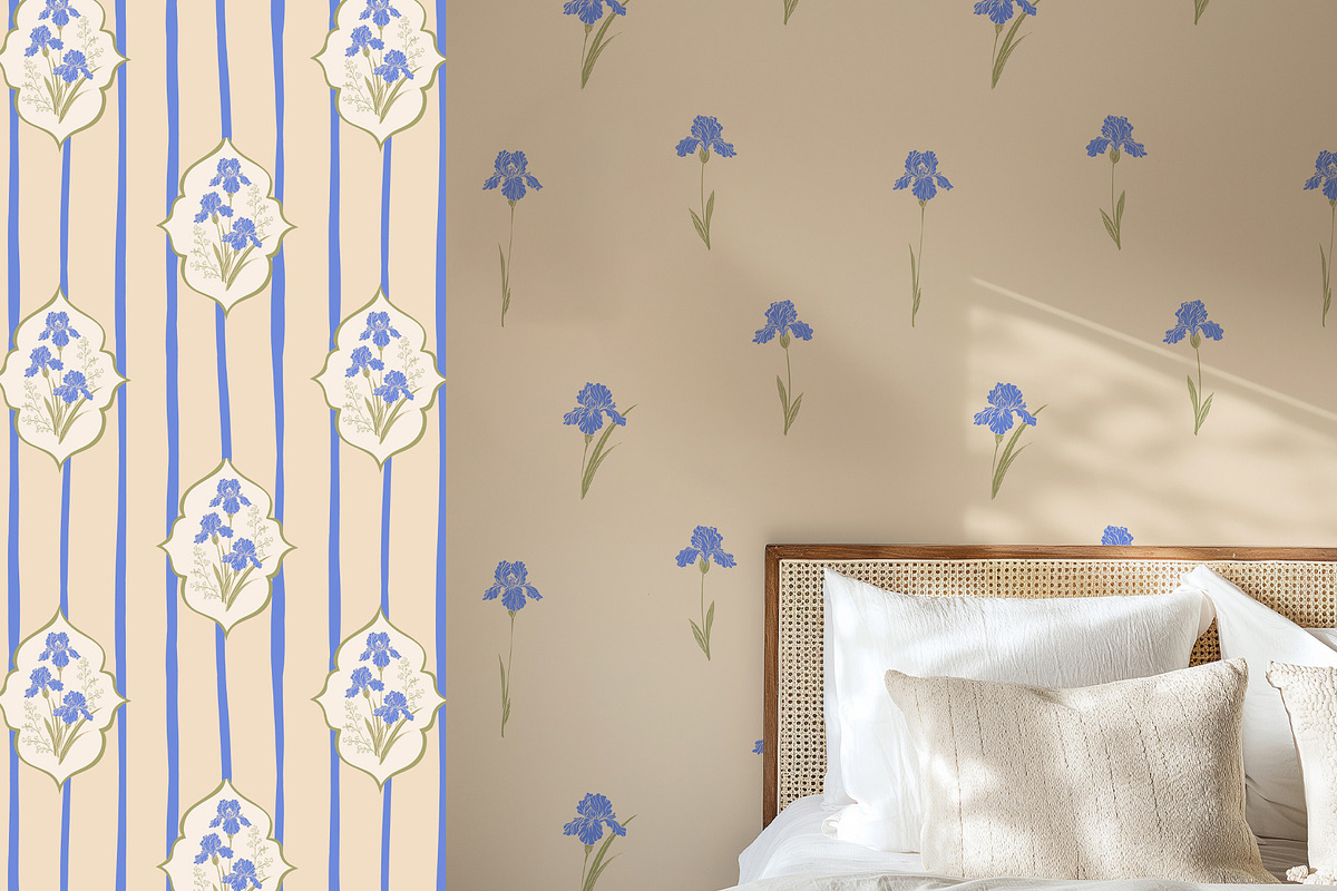 Vintage Blue Irises patterns, a Pattern Graphic by Carpet Tapete Pretzel (Photo 14 of 16)