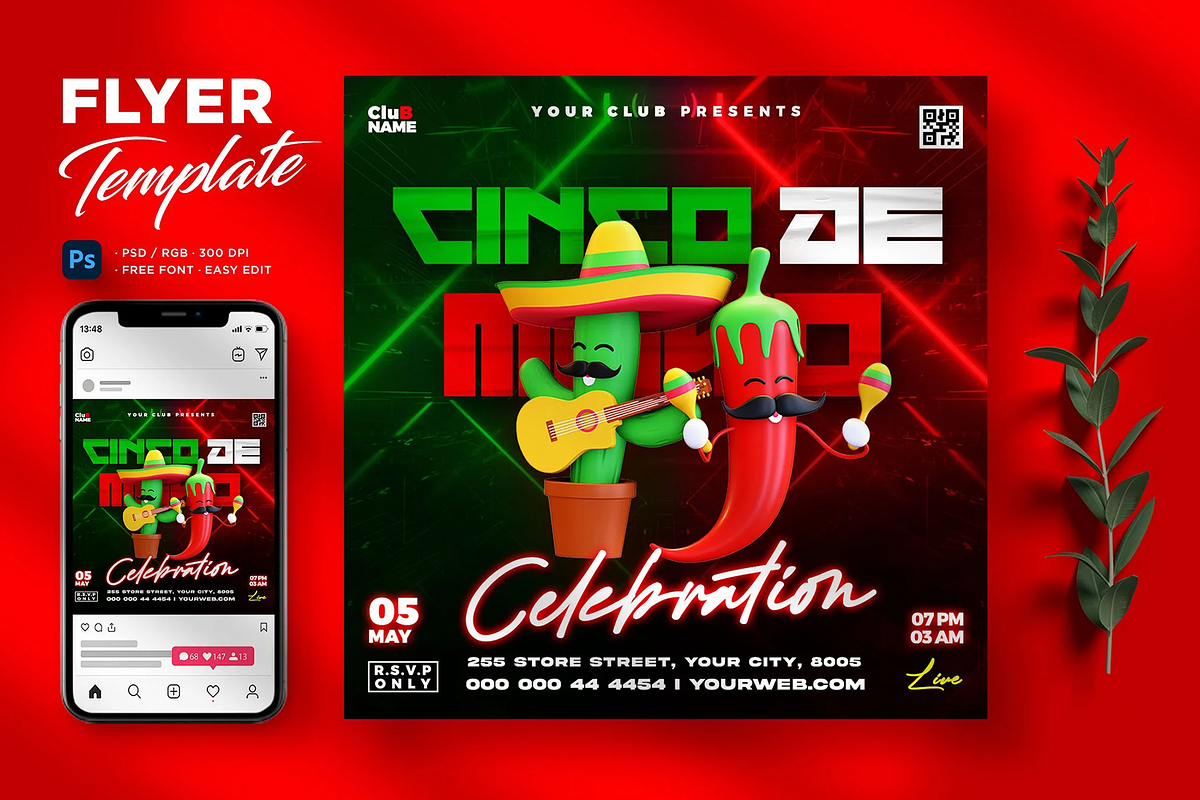 Cinco De Mayo Flyer Template, a Flyer Template by Hubzway