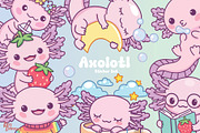 Cute Axolotl Sticker Set, an Animal Illustration by Dori Debreceni draws (Thumbnail 1 of 4)