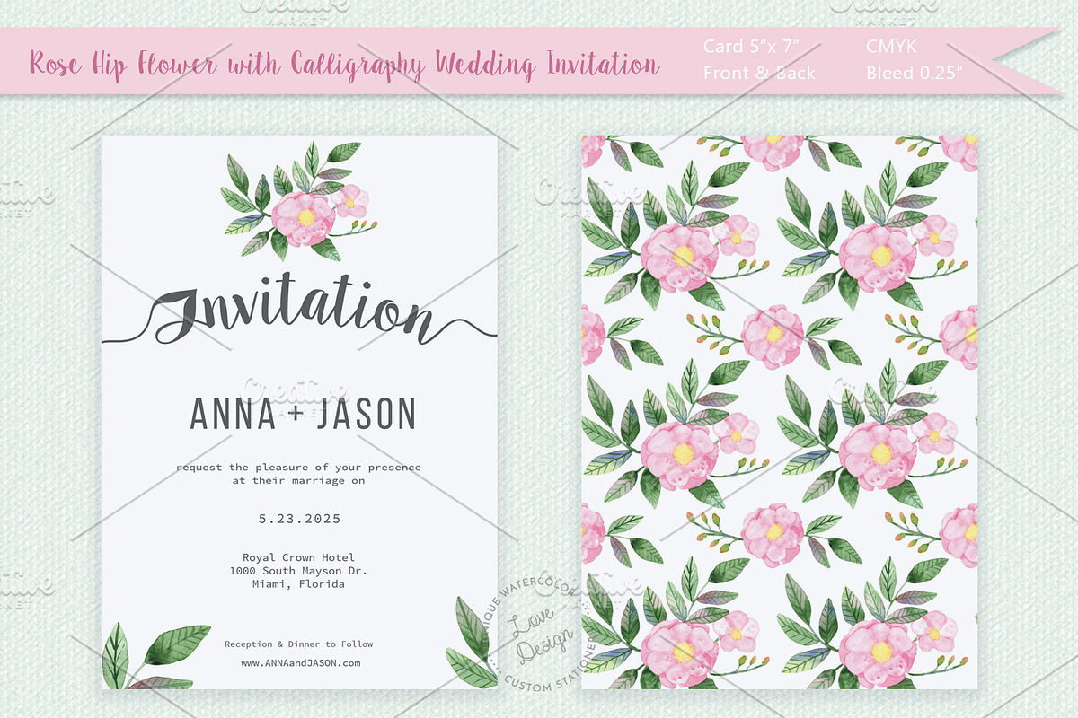 Rosehip Watercolor Wedding Invite, an Invitation Template by Love Design (Photo 1 of 7)