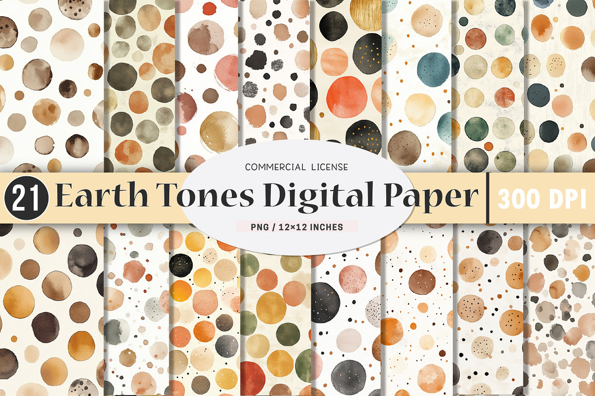 Watercolor Earth Tones Digital Paper, an Illustration by SinaCreation (Photo 1 of 8)