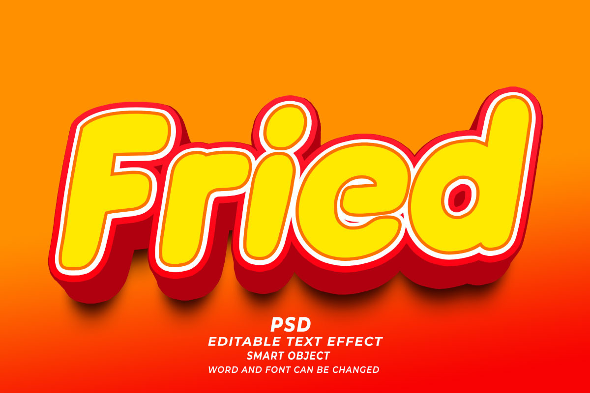 Fried PSD 3D Editable Text Effect, a Layer Style Add-On by TrueVector