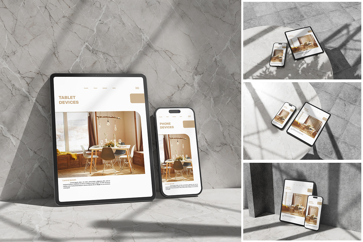 Tablet and Smartphone Mockup, a Product Mockup by MrLetters (Photo 1 of 5)