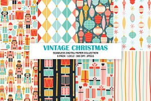 8 Vintage Christmas Seamless Files