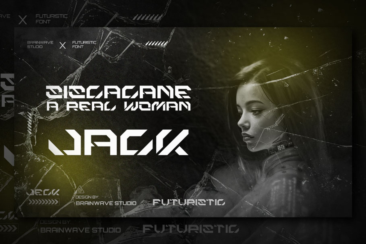 JECK - Futuristic and Cyberpunk Font, a Font by Brainwave (Photo 2 of 9)