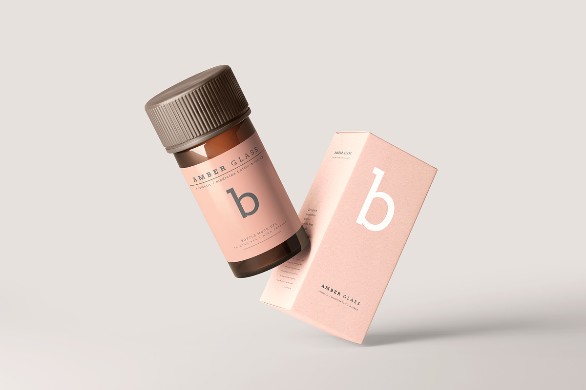 Amber Glass Bottle Mockup, a Cups & Container Mockup by pmvch (Photo 9 of 20)