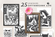 160 Cottagecore Linocut Collection, an Object Graphic by DariSmartArt (Thumbnail 4 of 20)