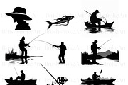 Fishing Silhouette Clipart, Line Art, an Illustration by BrushstrokeArtGB (Thumbnail 4 of 9)