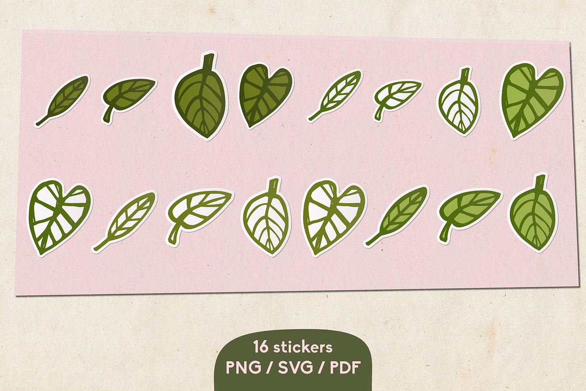 Monstera Nature Sticker Bundle SVG, a Work Illustration by InkCloudDesign (Photo 4 of 5)