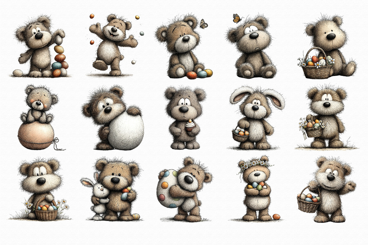 Whimsical Easter Teddy Bear Clipart-, an Illustration by Libby Wishes (Photo 3 of 6)