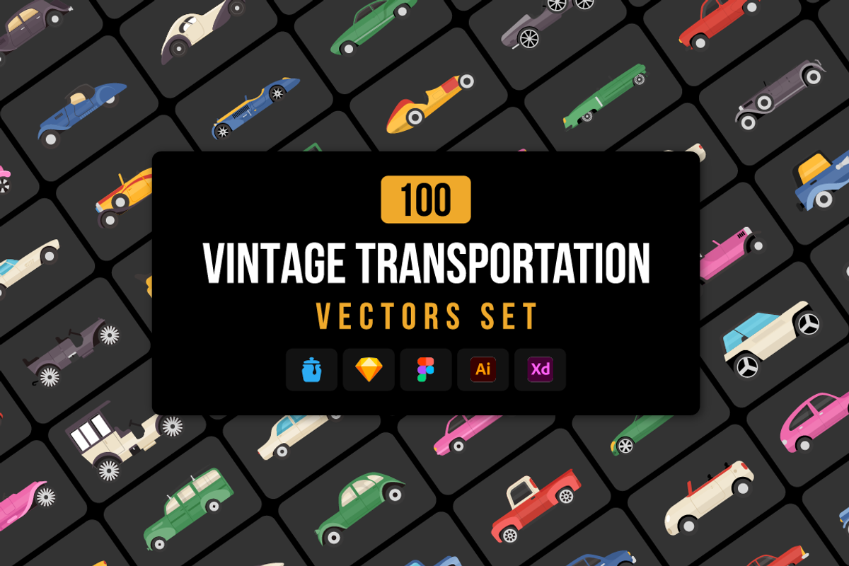 Vintage Car Vectors, a Duotone Icon by Brickclay (Photo 1 of 5)