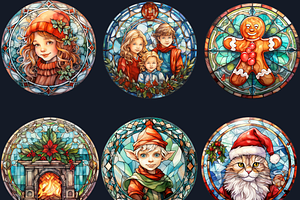 Stained Glass Christmas Clipart