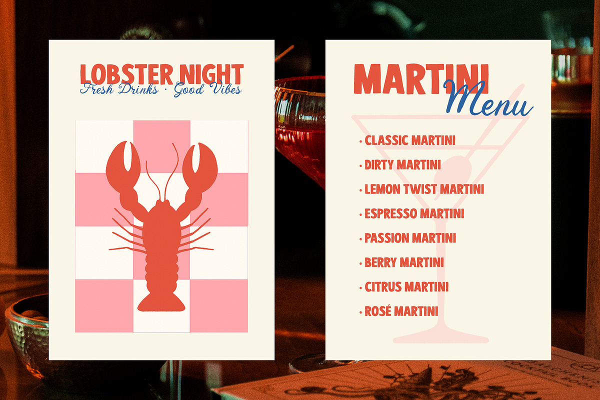 Martini & Lobster playful duo font, a Handwritten Font by BilberryCreates (Photo 7 of 10)