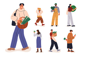 People with organic food produce set, a Person Illustration by Good Studio